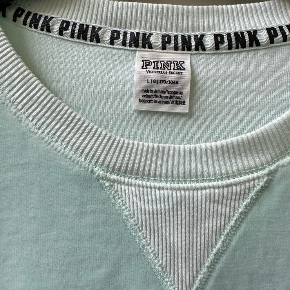 EUC - PINK Victoria's Secret Mint Green Velour Sweatshirt - Large (oversized)